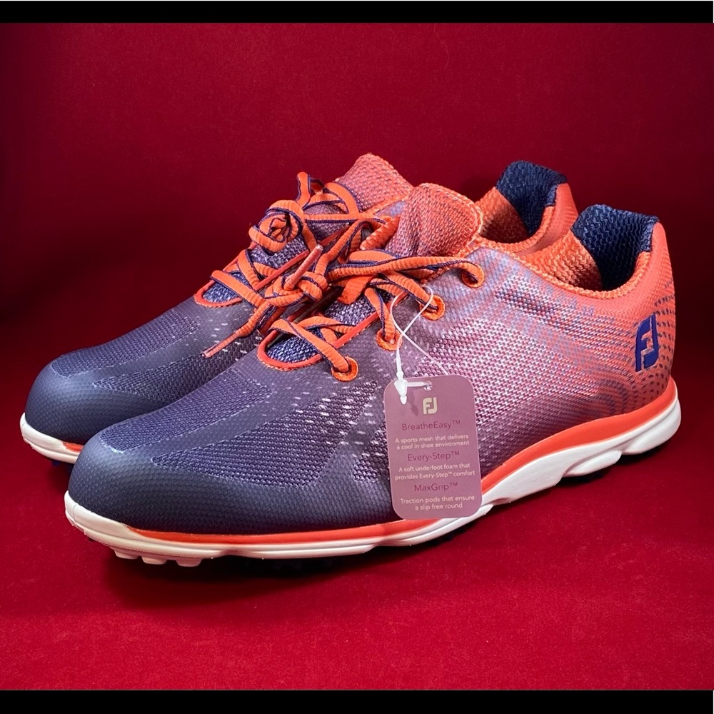 New Footjoy Sz 9 Medium emPower Womens Golf Shoes 98014 Papaya/Navy